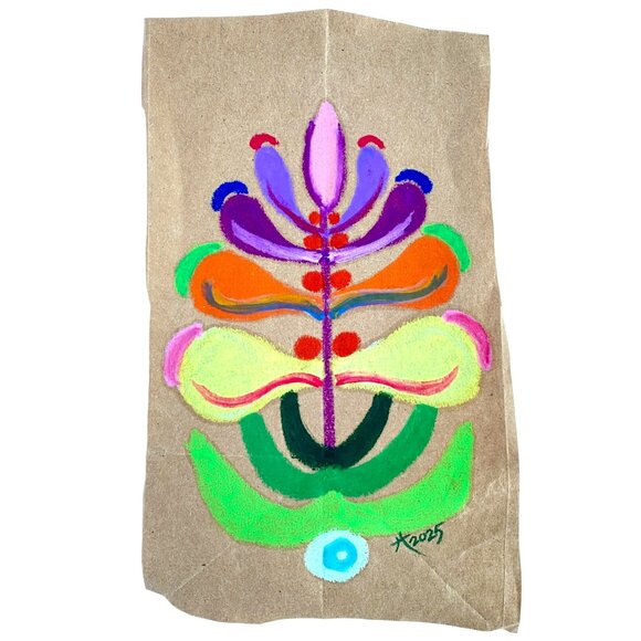 Growth In Color Original Oil Pastel Abstract Floral Art 8x10in Black Mat - Picture 1 of 4